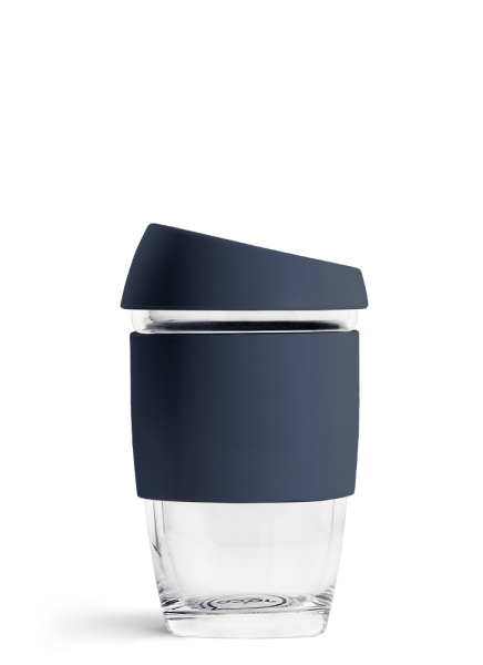 Navy JOCO 6oz Reusable Glass Coffee Cup