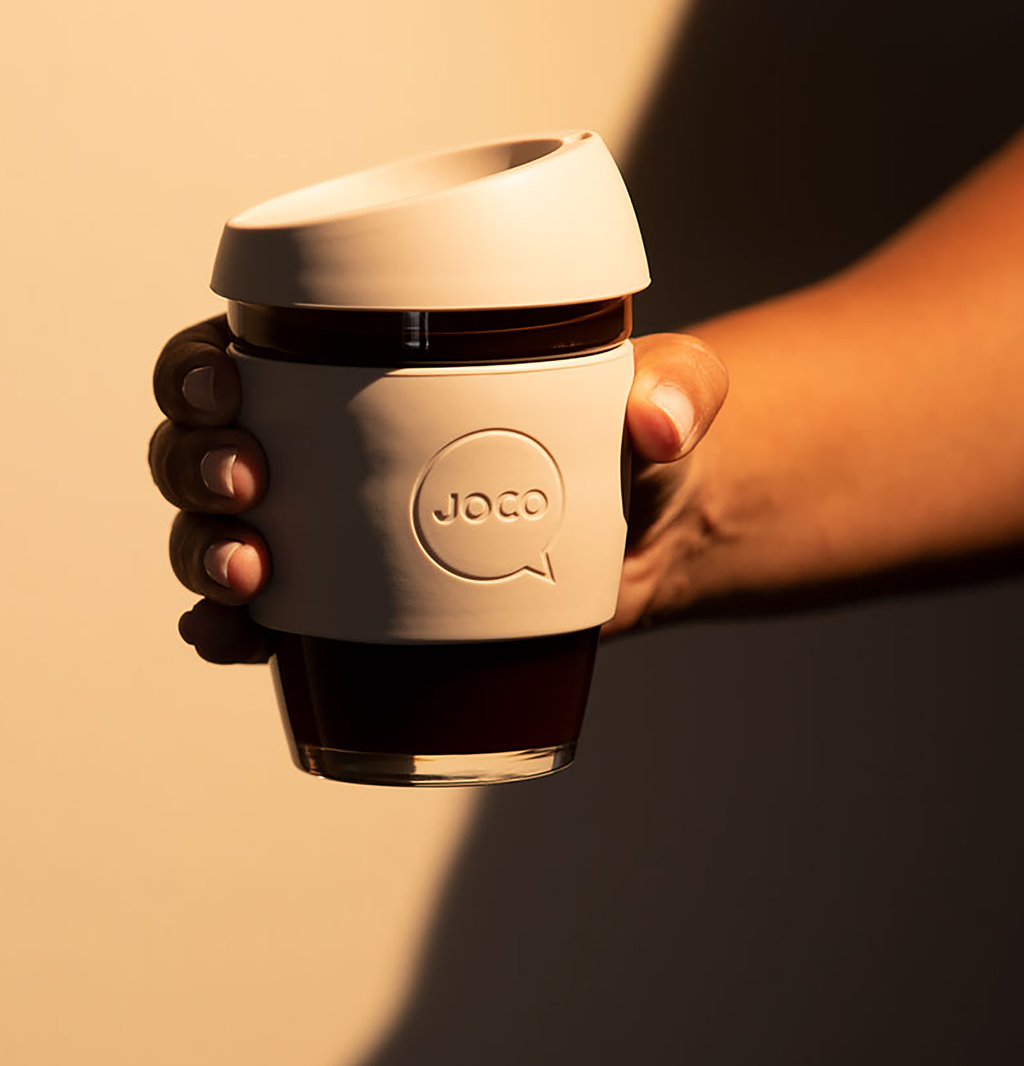 Black JOCO Glass Reusable 12oz Coffee Cup 