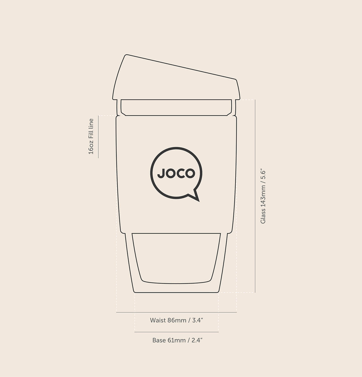 Details about   JOCO Reusable Glass Coffee Cup Amberlight 236ml