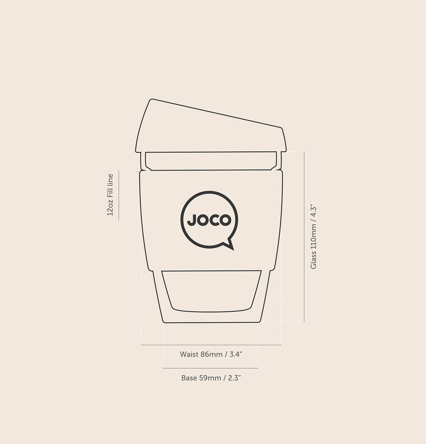 JOCO Glass Reusable Coffee Cup Amberlight, 6 oz